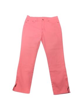 Diane Gilman Size 14 Coral Pink  Cropped Denim Jeans Coastal Preppy Casual